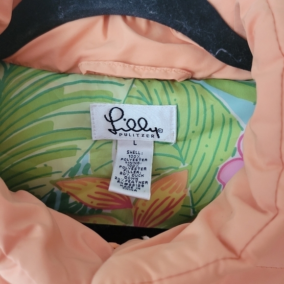 Lilly Pulitzer White Label Creamsicle Orange Down Puffer Vest Size Large - Picture 8 of 8
